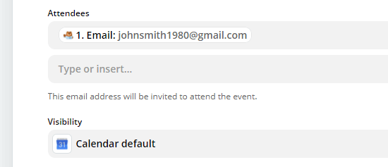 Saisissez le champ de l'adresse e-mail du participant, si vous souhaitez lui envoyer une invitation Google Agenda