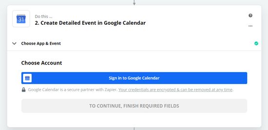 Connectez-vous à votre compte Google Agenda lorsque vous y êtes invité par Zapier