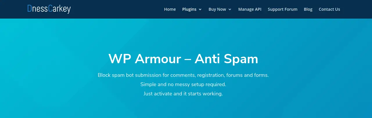Le site Web du plugin WP Armor Anti Spam.