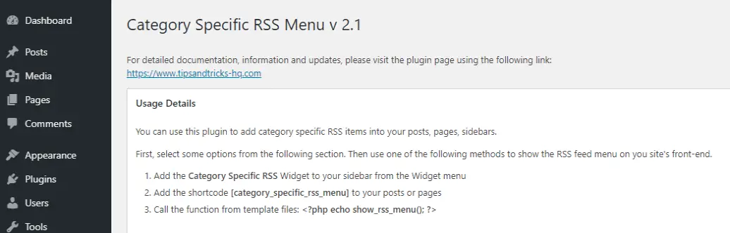 Paramètres et utilisation RSS spécifiques à la catégorie