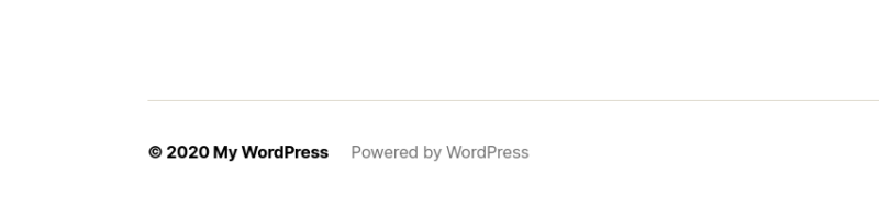 Le texte de crédit de pied de page par défaut `` Powered by WordPress ''.