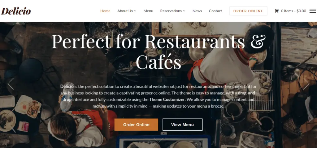Thème WordPress pour restaurant Delicio
