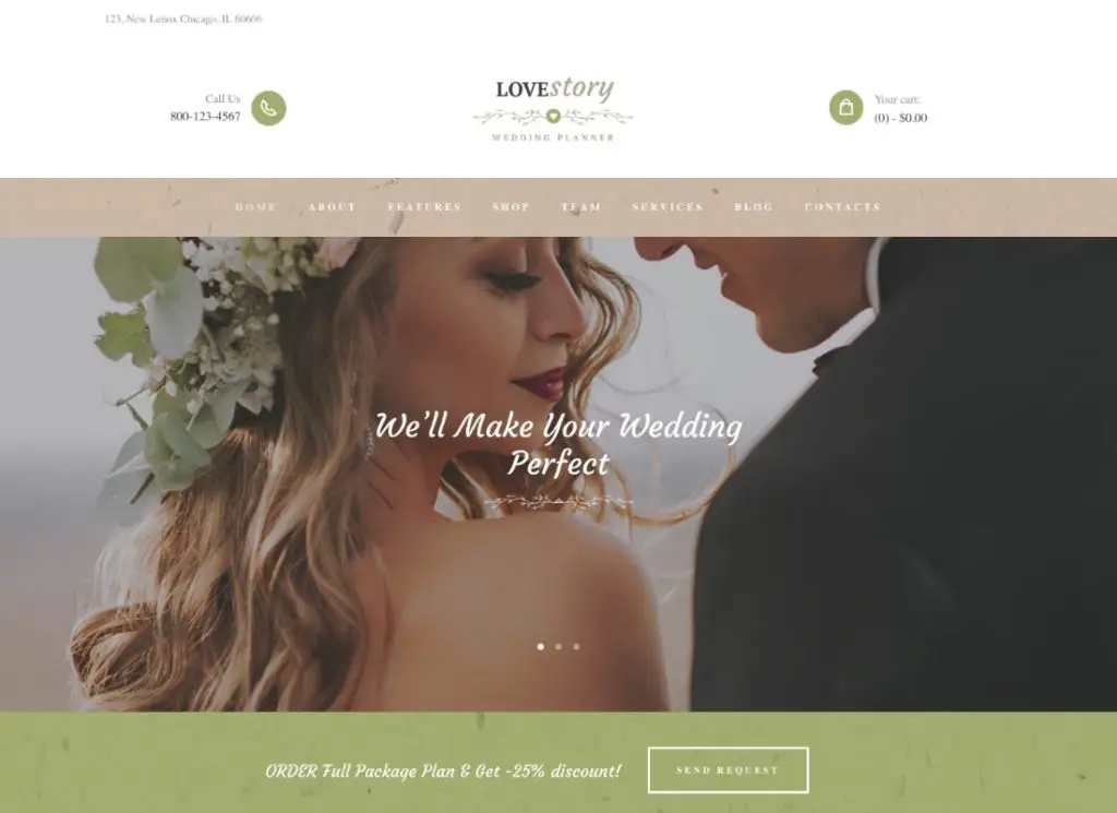 Histoire d'amour |  Un beau thème WordPress pour planificateur de mariage et d'événements