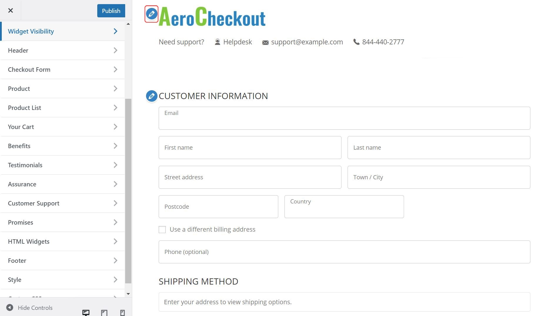 Aero Checkout - page de paiement 