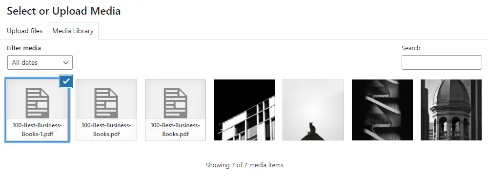 Sélectionnez votre PDF dans la bibliothèque du site