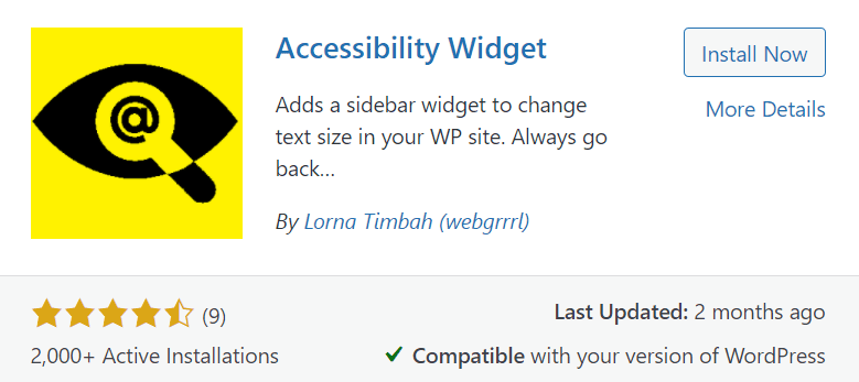 Widget d'accessibilité