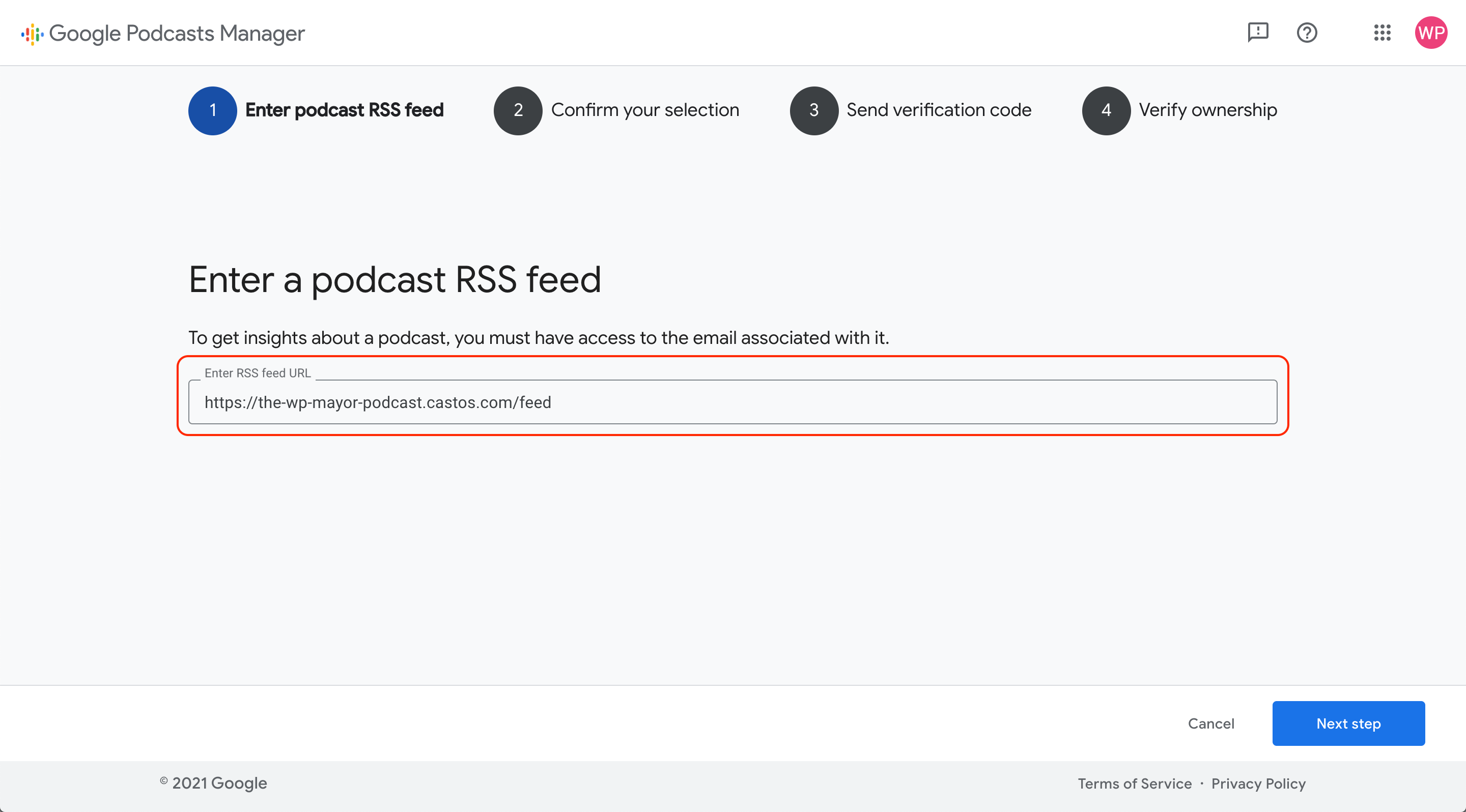 Saisissez votre flux RSS.