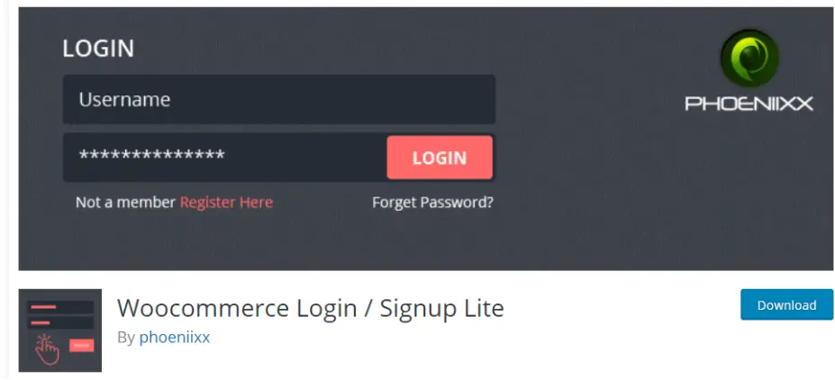 Plugin WooCommerce Login/Signup lite.