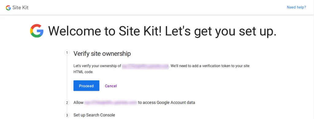 Configuration de Google Site Kit