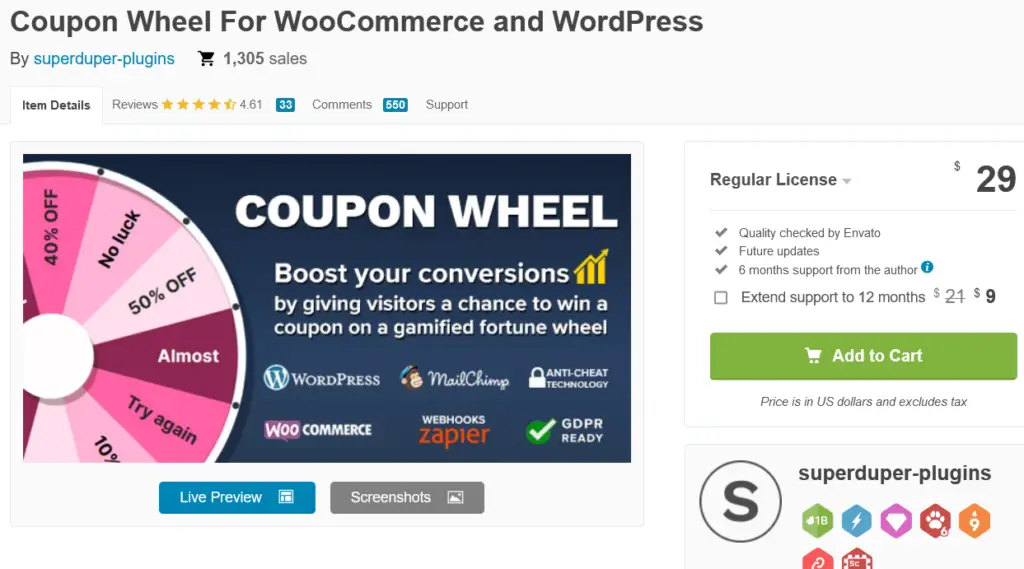 Roue de coupons pour WooCommerce et WordPress