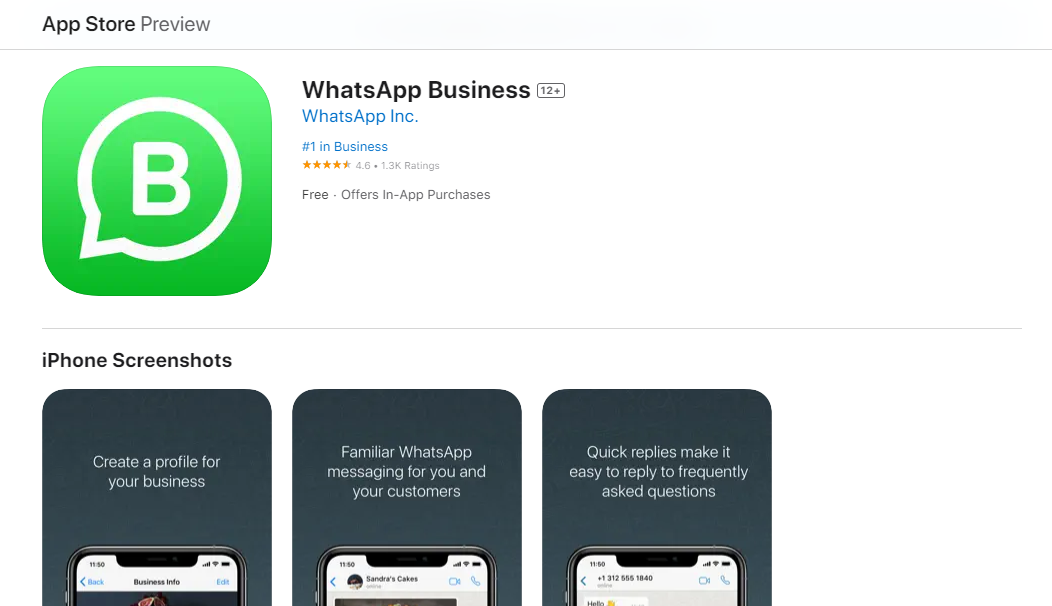 Entreprise WhatsApp pour iOS