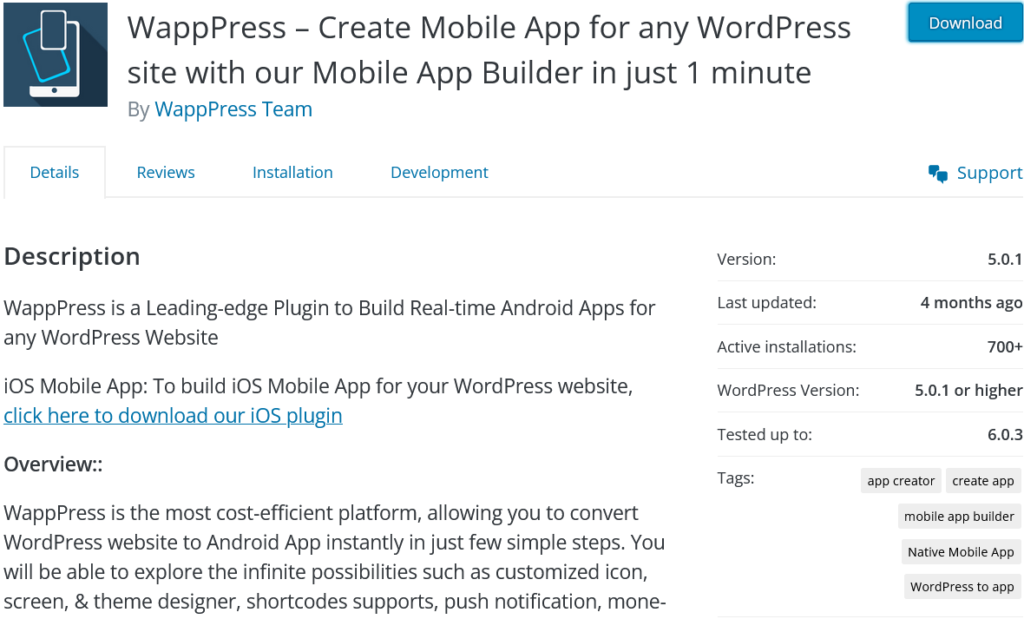 Convertissez votre site WordPress en une application Android avec WappPress