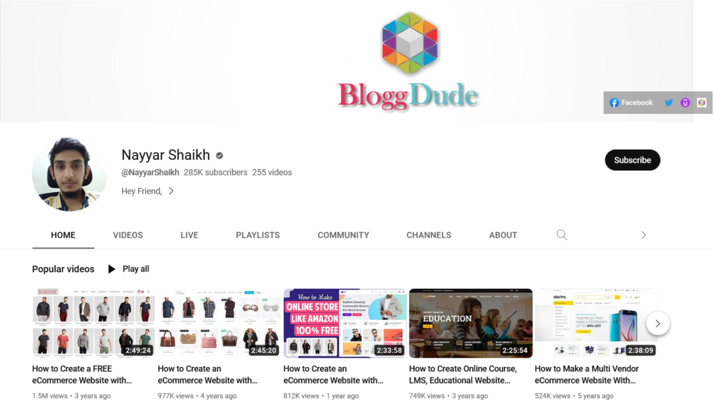 Chaînes YouTube utiles pour les propriétaires de magasins WooCommerce - Nayyar Shaikh