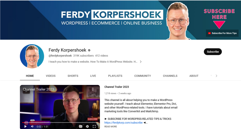 Chaînes YouTube utiles pour les propriétaires de magasins WooCommerce - Ferdy Korpershoek