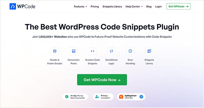 Plugin d'extraits de code WordPress WPCode