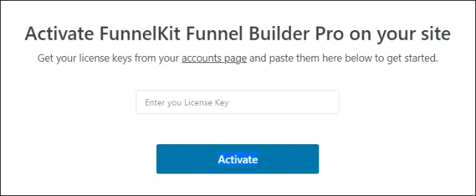 Entrez la clé de licence FunnelKit