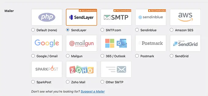 Sélectionnez le courrier SMTP