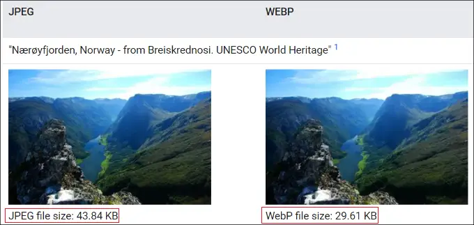Format JPEG ou WebP
