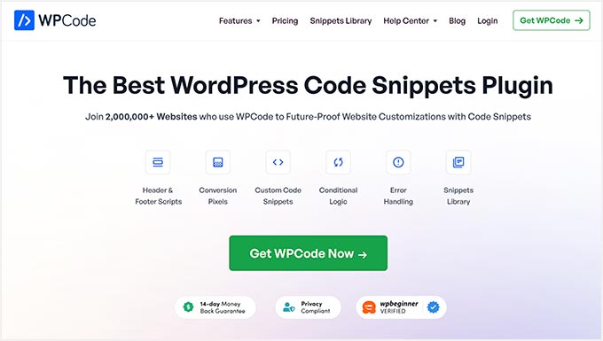 WPCode – Meilleur plugin d’extraits de code WordPress