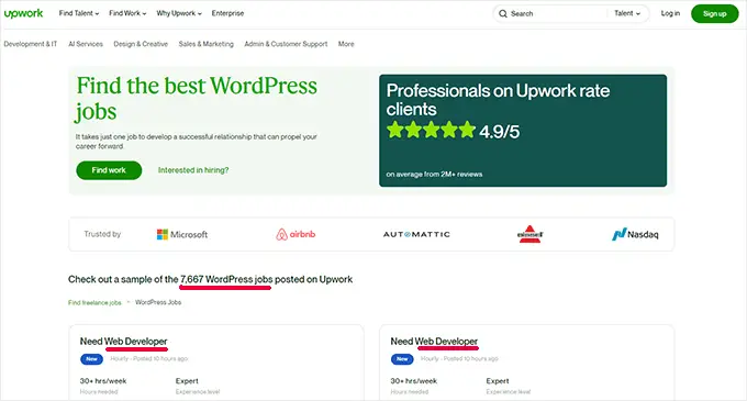 Emplois de développement Web WordPress sur Upwork