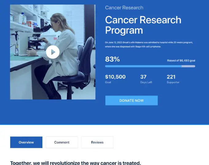 exemple de collecte de fonds pour la recherche sur le cancer