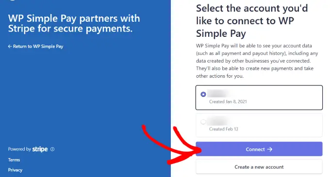 Connectez Stripe à WP Simple Pay