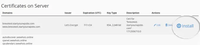 Installer le nouveau certificat SSL