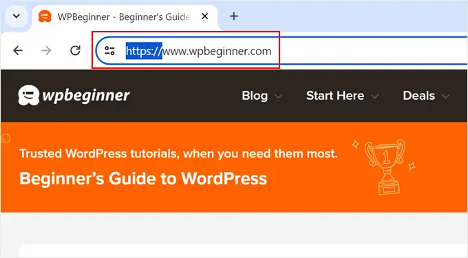 Le protocole HTTPS dans le domaine de WPBeginner