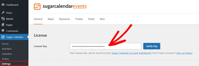 Ajouter une licence à Sugar Calendar