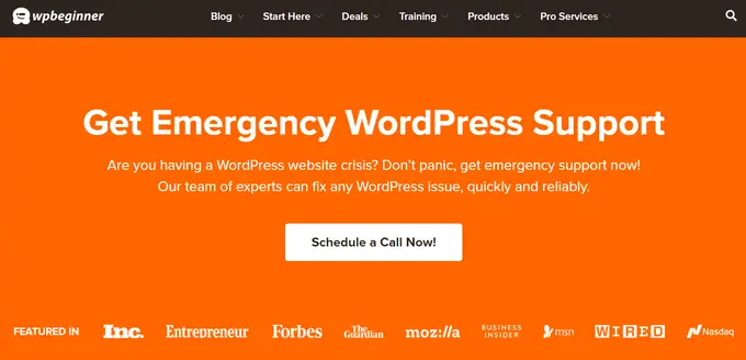 Assistance d'urgence WordPress